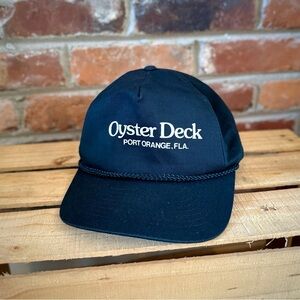 Vintage Oyster Deck Black Baseball Cap Rope Hat Cotton Florida Men’s
